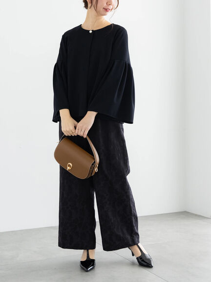 【WEB限定】フローラルジャカードストレートパンツ【セレモニーアイテム】（ブラック）｜Te chichi（テチチ）通販