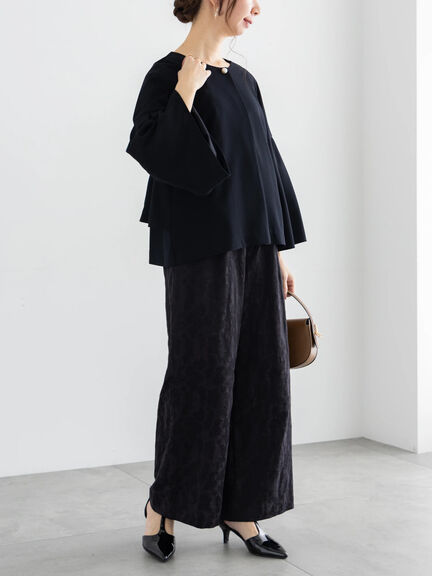 【WEB限定】フローラルジャカードストレートパンツ【セレモニーアイテム】（ブラック）｜Te chichi（テチチ）通販