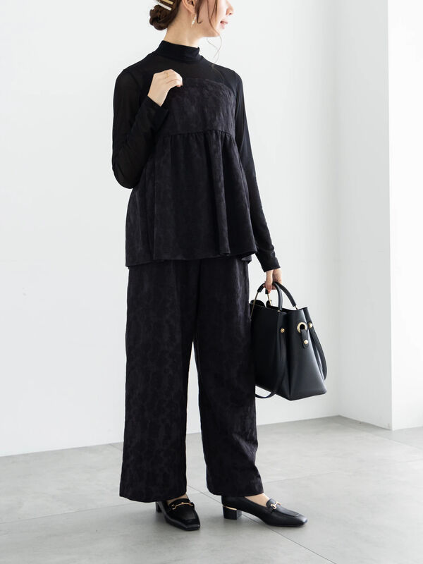 WEB限定】フローラルジャカードストレートパンツ【セレモニーアイテム