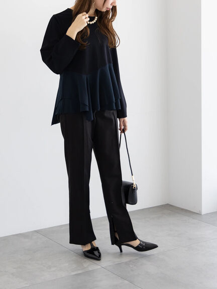 【WEB限定】カットジョーゼット切替ブラウス【セレモニーアイテム】（ネイビー）｜Te chichi（テチチ）通販