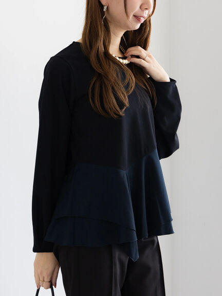 【WEB限定】カットジョーゼット切替ブラウス【セレモニーアイテム】（ネイビー）｜Te chichi（テチチ）通販