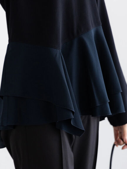 【WEB限定】カットジョーゼット切替ブラウス【セレモニーアイテム】（ネイビー）｜Te chichi（テチチ）通販