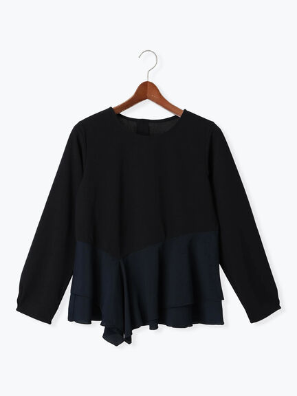 【WEB限定】カットジョーゼット切替ブラウス【セレモニーアイテム】（ネイビー）｜Te chichi（テチチ）通販