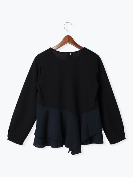 【WEB限定】カットジョーゼット切替ブラウス【セレモニーアイテム】（ネイビー）｜Te chichi（テチチ）通販