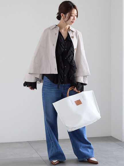 バンブーハンドルトートバッグ《2025spring catalog item》（ホワイト/ブラック/ブラウン）｜Te chichi（テチチ）通販