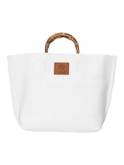 バンブーハンドルトートバッグ《2025spring catalog item》（ホワイト/ブラック/ブラウン）｜Te chichi（テチチ）通販