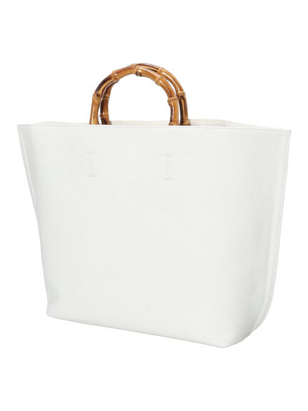 バンブーハンドルトートバッグ《2025spring catalog item》（ホワイト/ブラック/ブラウン）｜Te chichi（テチチ）通販