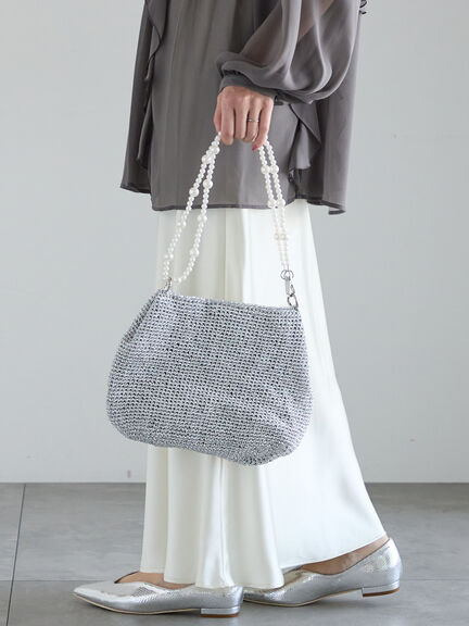 編み地シャイニーミニショルダー《2025spring catalog item》（シルバー/ブラック/ブロンズ）｜Te chichi（テチチ）通販