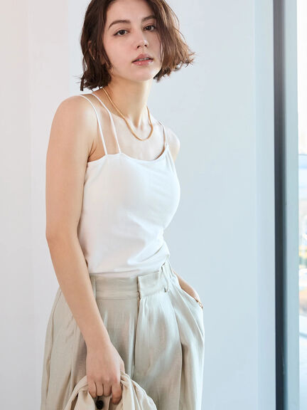 シームレスカップ付きアシメキャミソール《2025spring catalog item》（オフホワイト/ブラック）｜Te chichi（テチチ）通販