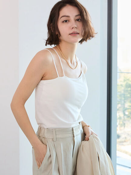 シームレスカップ付きアシメキャミソール《2025spring catalog item》（オフホワイト/ブラック）｜Te chichi（テチチ）通販