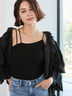 シームレスカップ付きアシメキャミソール《2025spring catalog item》（オフホワイト/ブラック）｜Te chichi（テチチ）通販
