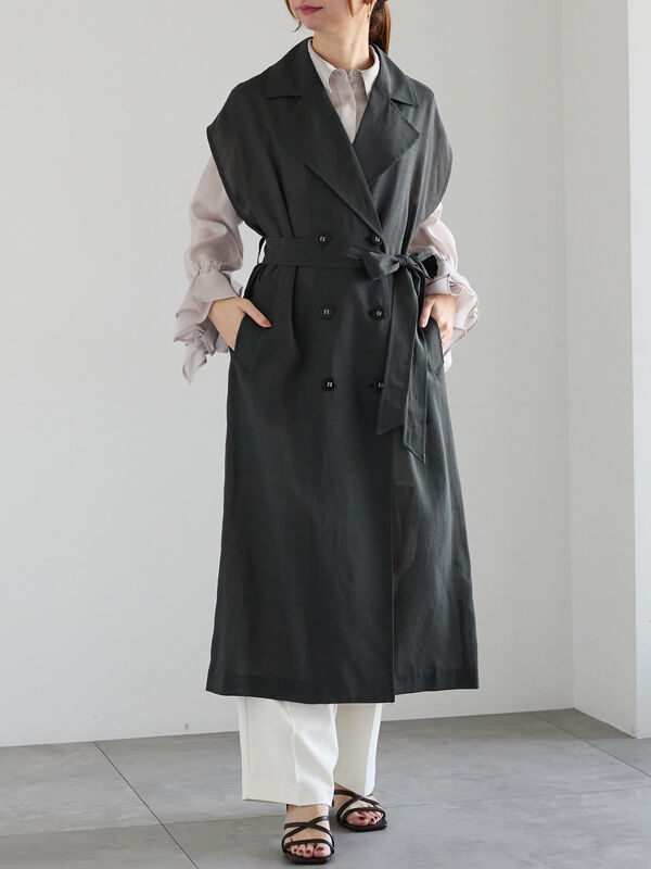 シアーロングトレンチジレ《2025spring catalog item》（チャコールグレー）｜Te chichi（テチチ）通販