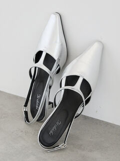 SHIPS購入 FAEDA シルバー ポインテッドトゥ ミュール パンプス 37