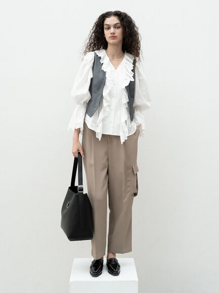 合皮バケツワンショルダーバッグ《2025spring catalog item》（ブラック/ブラウン）｜Te chichi（テチチ）通販