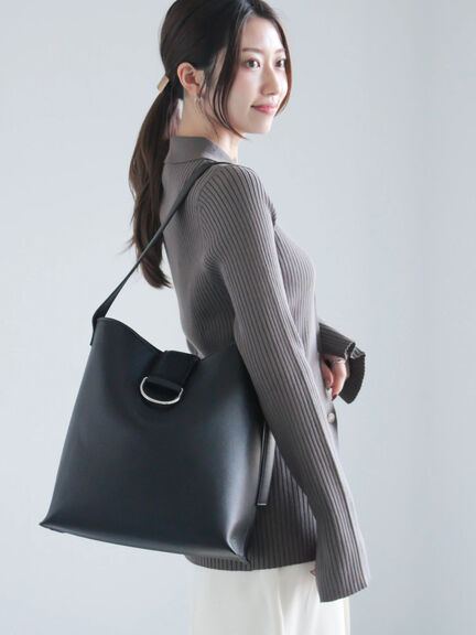 合皮バケツワンショルダーバッグ《2025spring catalog item》（ブラック/ブラウン）｜Te chichi（テチチ）通販