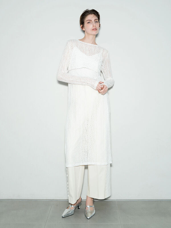 【Atelier Sucre】サイドスリットレイヤードレースワンピース《2025spring catalog item》（オフホワイト）｜Te chichi（テチチ）通販
