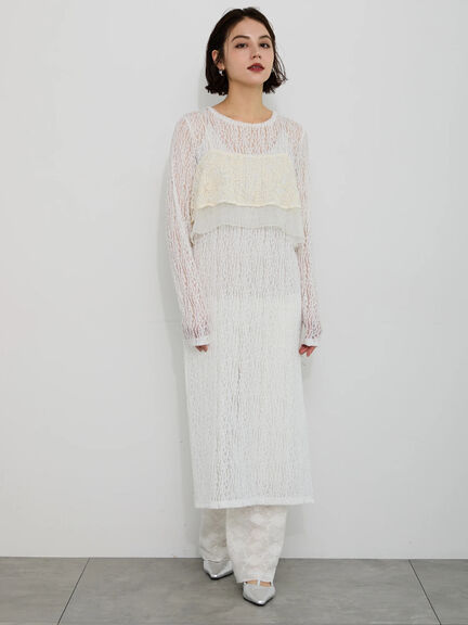 【Atelier Sucre】サイドスリットレイヤードレースワンピース《2025spring catalog item》（オフホワイト）｜Te chichi（テチチ）通販