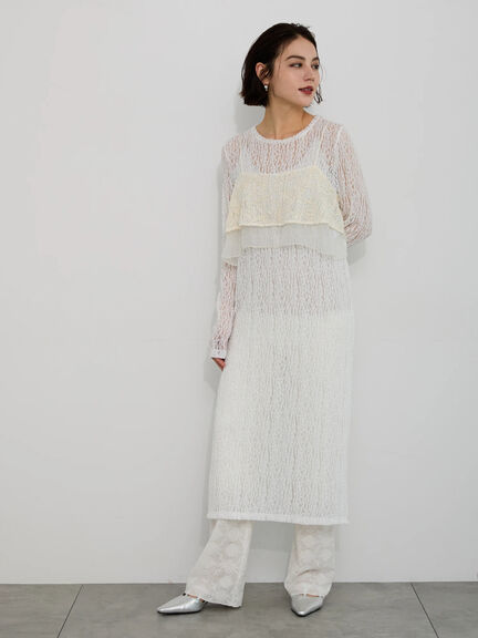 【Atelier Sucre】サイドスリットレイヤードレースワンピース《2025spring catalog item》（オフホワイト）｜Te chichi（テチチ）通販
