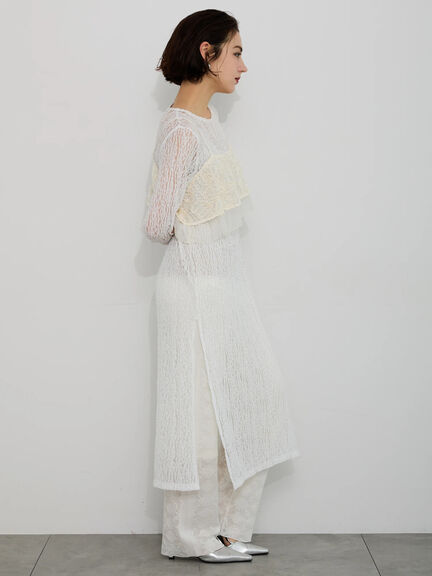 【Atelier Sucre】サイドスリットレイヤードレースワンピース《2025spring catalog item》（オフホワイト）｜Te chichi（テチチ）通販