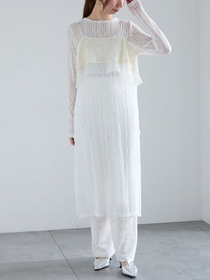 【Atelier Sucre】サイドスリットレイヤードレースワンピース《2025spring catalog item》（オフホワイト）｜Te chichi（テチチ）通販