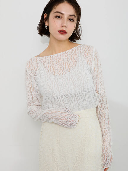 【Atelier Sucre】レースボートネックプルオーバー《2025spring catalog item》（オフホワイト）｜Te chichi（テチチ）通販