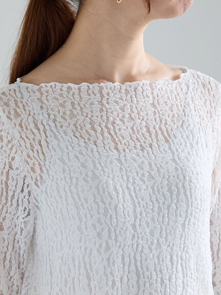 【Atelier Sucre】レースボートネックプルオーバー《2025spring catalog item》（オフホワイト）｜Te chichi（テチチ）通販