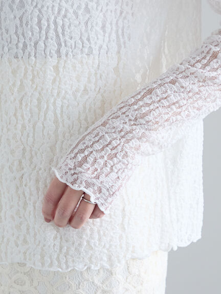 【Atelier Sucre】レースボートネックプルオーバー《2025spring catalog item》（オフホワイト）｜Te chichi（テチチ）通販