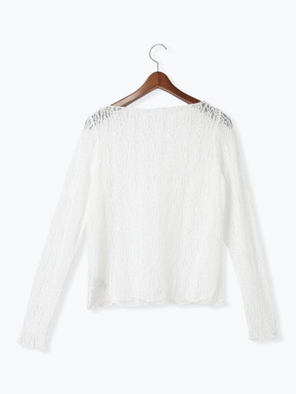 【Atelier Sucre】レースボートネックプルオーバー《2025spring catalog item》（オフホワイト）｜Te chichi（テチチ）通販