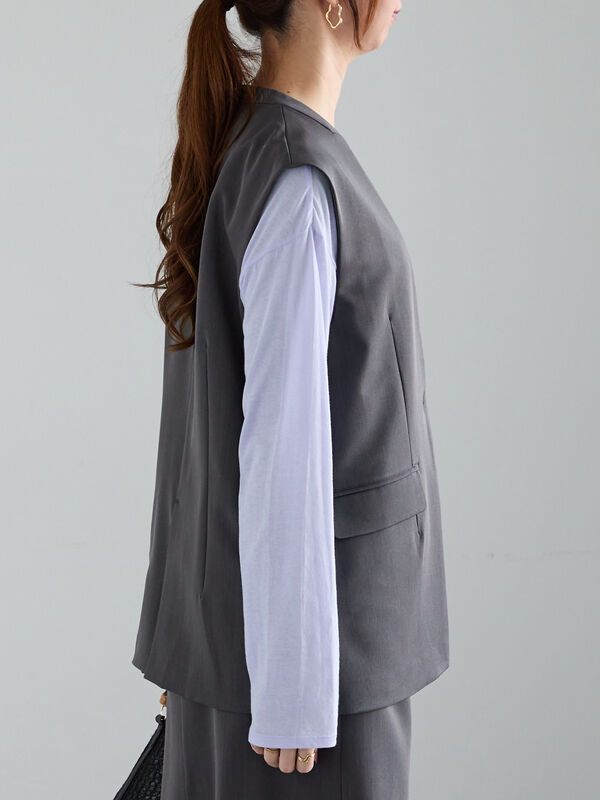 セール】 【宮本茉由着用】シングルノーカラージレ