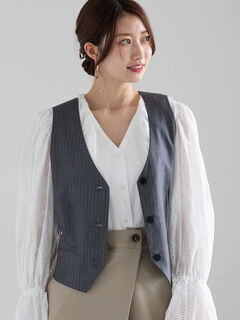 宮本茉由着用】ストライプショートベスト《2025spring catalog 宮本茉由着用】ストライプショートベスト《2025spring catalog