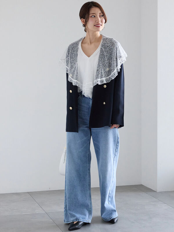 セール】 【宮本茉由着用】ストレートシルエットDenim（オフホワイト