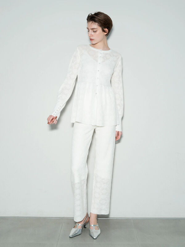 【Atelier Sucre】ストレートオフレースパンツ《2025spring catalog item》（オフホワイト）｜Te chichi（テチチ）通販