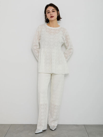 【Atelier Sucre】ストレートオフレースパンツ《2025spring catalog item》（オフホワイト）｜Te chichi（テチチ）通販