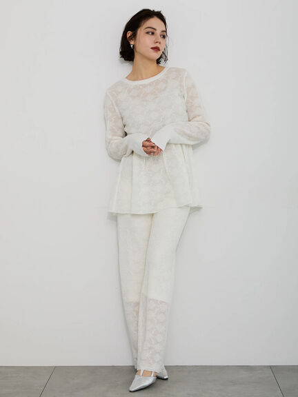 【Atelier Sucre】ストレートオフレースパンツ《2025spring catalog item》（オフホワイト）｜Te chichi（テチチ）通販