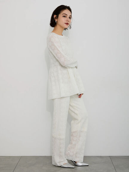 【Atelier Sucre】ストレートオフレースパンツ《2025spring catalog item》（オフホワイト）｜Te chichi（テチチ）通販