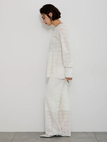 【Atelier Sucre】ストレートオフレースパンツ《2025spring catalog item》（オフホワイト）｜Te chichi（テチチ）通販