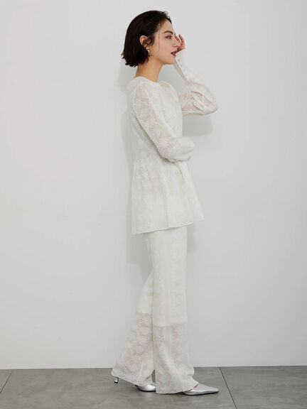 【Atelier Sucre】ストレートオフレースパンツ《2025spring catalog item》（オフホワイト）｜Te chichi（テチチ）通販