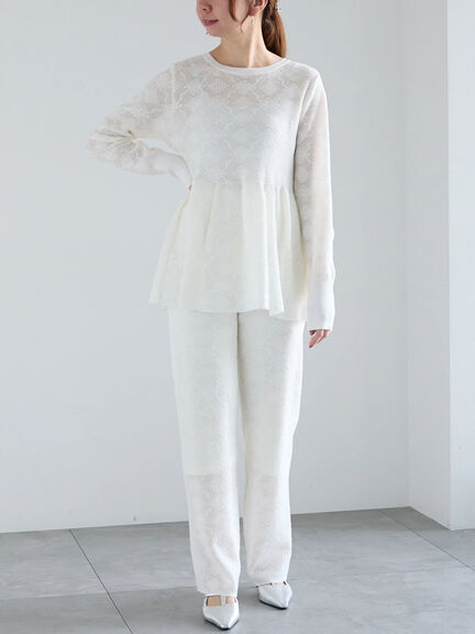 【Atelier Sucre】ストレートオフレースパンツ《2025spring catalog item》（オフホワイト）｜Te chichi（テチチ）通販