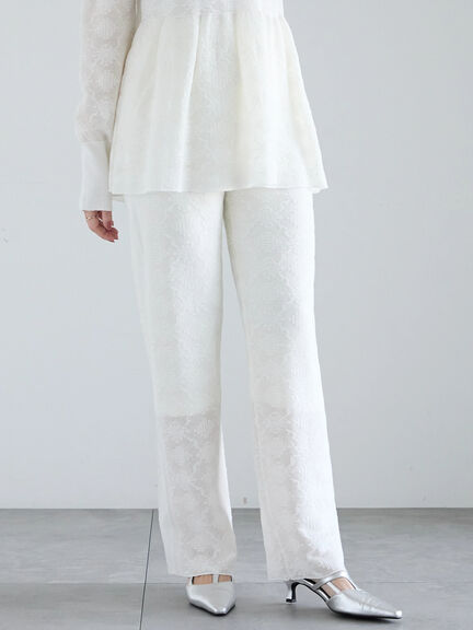 【Atelier Sucre】ストレートオフレースパンツ《2025spring catalog item》（オフホワイト）｜Te chichi（テチチ）通販