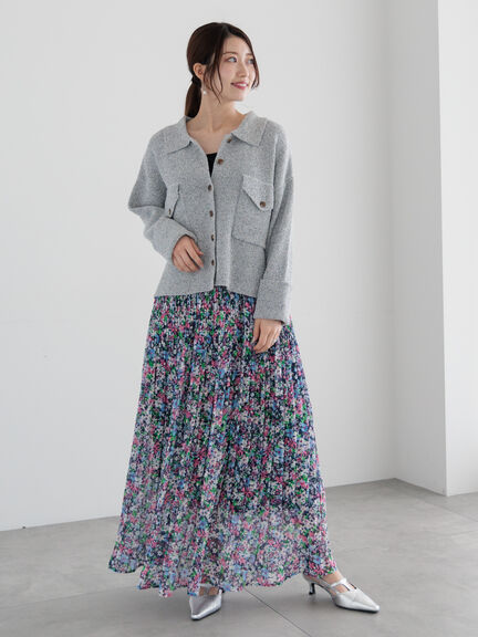 アソートプリントロングプリーツスカート《2025spring catalog item》（ブラウン/ネイビー）｜Te chichi（テチチ）通販