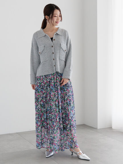 アソートプリントロングプリーツスカート《2025spring catalog item》（ブラウン/ネイビー）｜Te chichi（テチチ）通販