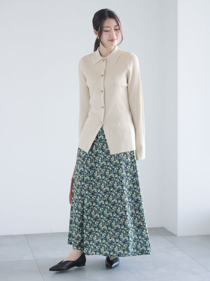 リブポロカラーニットカーディガン《2025spring catalog item》（グレー/チャコールグレー/ラベンダー）｜Te chichi（テチチ）通販