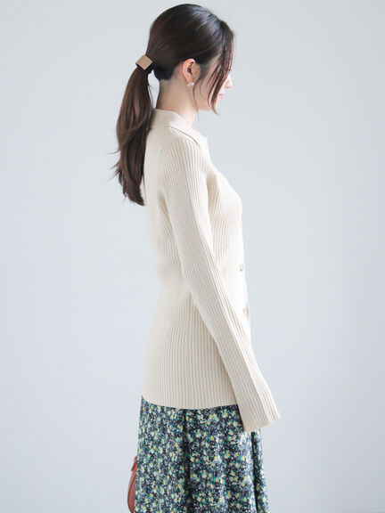 リブポロカラーニットカーディガン《2025spring catalog item》（グレー/チャコールグレー/ラベンダー）｜Te chichi（テチチ）通販