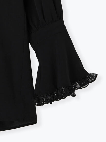 レースコンビフリルカラーブラウス《2025spring catalog item》（オフホワイト/ブラック）｜Te chichi（テチチ）通販