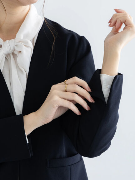 【WEB限定】カットジョーゼットノーカラージャケット【セレモニーアイテム】（ネイビー）｜Te chichi（テチチ）通販