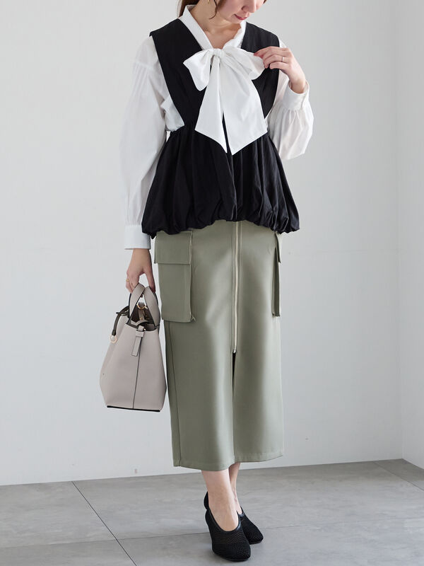 セール】 アウトポケットナロースカート（オフホワイト/カーキ/ブルー