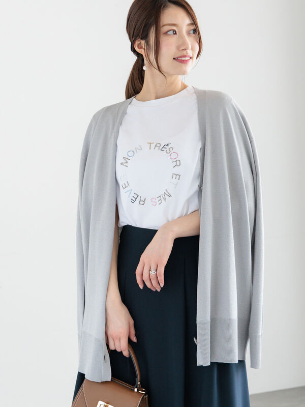カシュクールVネックミドルカーディガン（シルバー）｜Te chichi（テチチ）通販