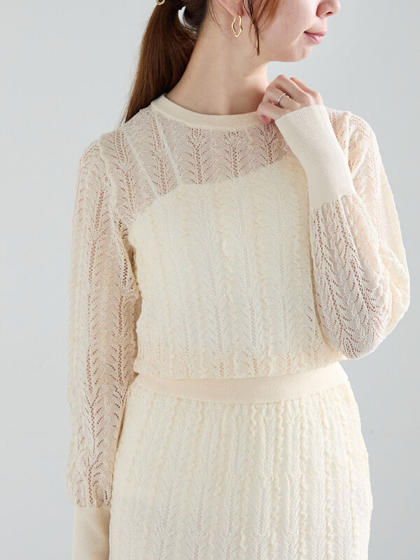 レーシーニットプルオーバー（セットアップ可《2025spring catalog item》（オフホワイト）｜Te chichi（テチチ）通販