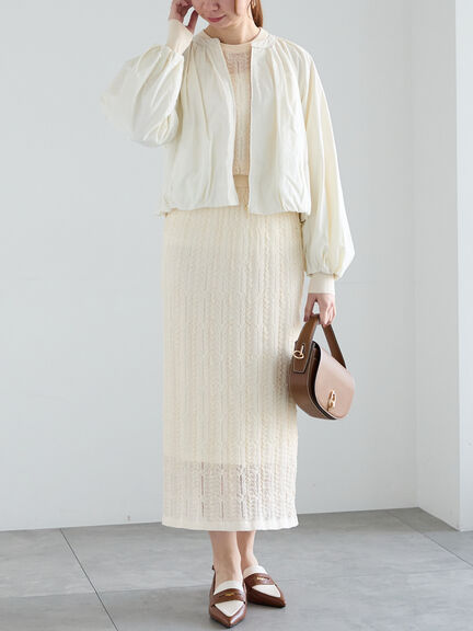 レーシーニットプルオーバー（セットアップ可《2025spring catalog item》（オフホワイト/チャコールグレー）｜Te chichi（テチチ）通販