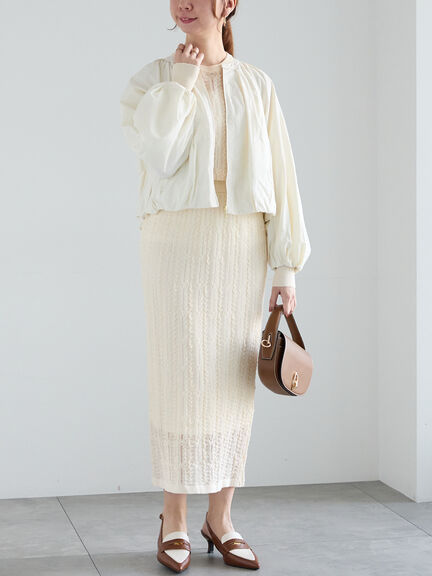レーシーニットプルオーバー（セットアップ可《2025spring catalog item》（オフホワイト/チャコールグレー）｜Te chichi（テチチ）通販